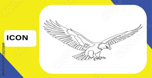 Powerful eagle soaring with outstretched wings vector illustration for emblems and icons