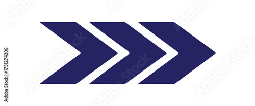 Three Forward Pointing Arrows in Deep Blue Symbolizing Progress and Direction in Business and Life