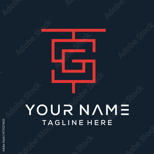 initial letter tg or gt logo design