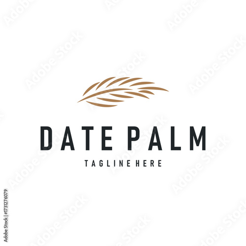 Palm leaf logo design concept line simple minimalist elegant tropical plants, icon symbol template design