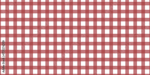Checkered picnic plaid texture. Gingham or vichy pattern. Tablecloth, blanket, basket napkin or towel print. Italian pizzeria background. Wrapping paper or textile design. Vector flat illustration.
