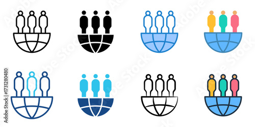 Population icon set multiple style collection 
