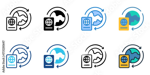 Immigration icon set multiple style collection 
