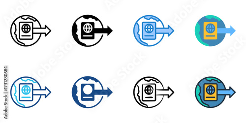 Emigration icon set multiple style collection 
