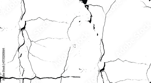 Surface cracks and fissures in ground.  Vector grunge cracked texture style with cracked texture.