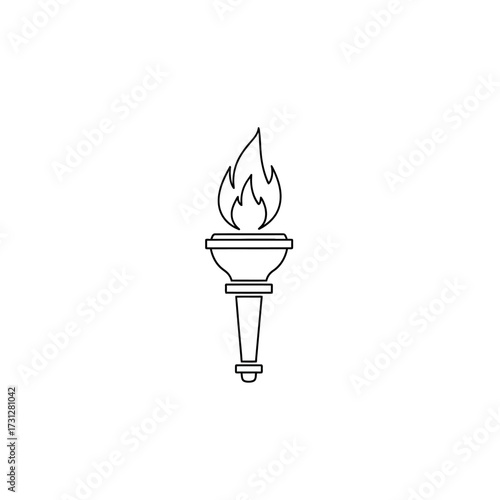 Simple Outline of a Torch with Flames