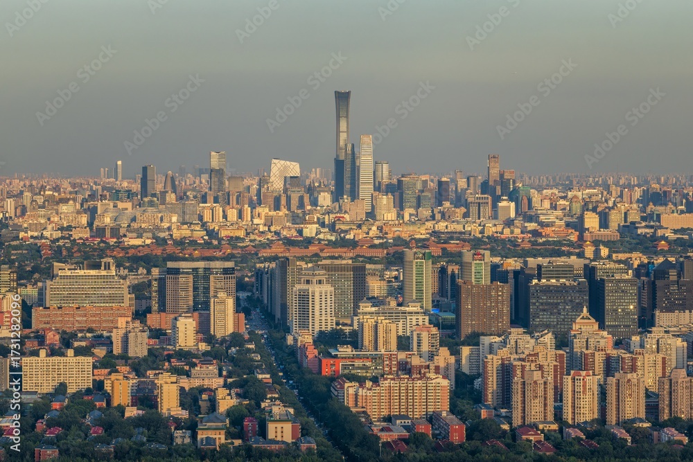 Fototapeta premium Beijing China ZUN and Forbidden city at golden hour