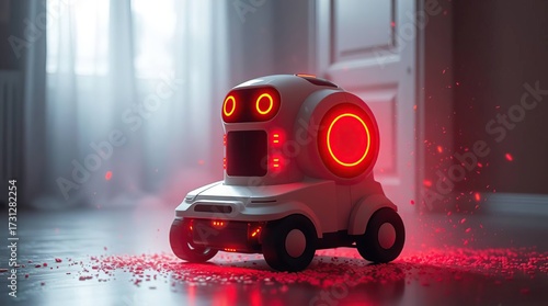 Robot cleaning home floor.