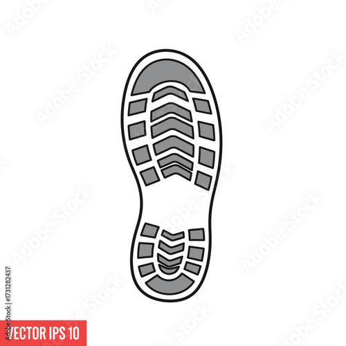 Gray Shoe Print with Distinct Tread Pattern on White Background