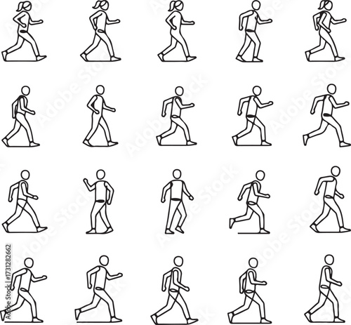 A set of people icons and vector silhouettes includes business, sport, and fitness illustrations