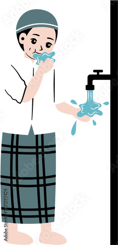 kid cleaning self wudhu before praying