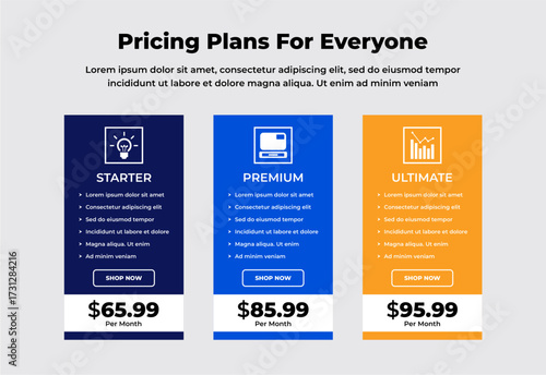 Modern price comparison table for products or services