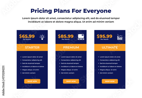 Modern price comparison table for products or services