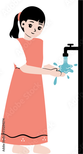 kid cleaning self wudhu before praying