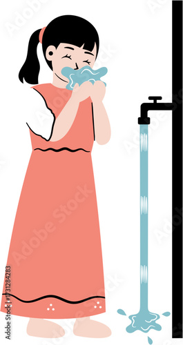 kid cleaning self wudhu before praying