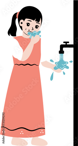 kid cleaning self wudhu before praying