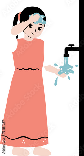 kid cleaning self wudhu before praying