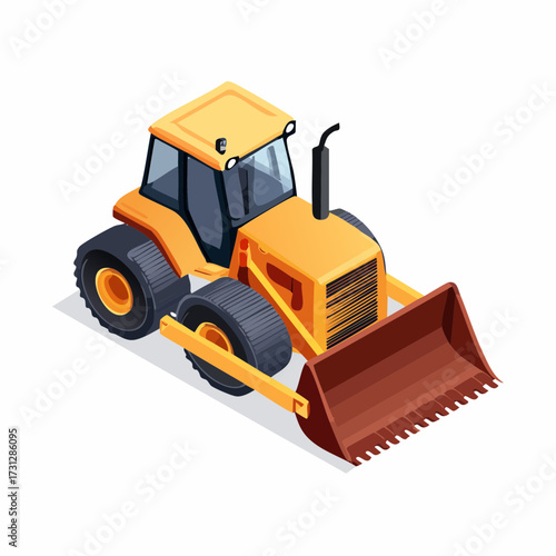 Isometric bulldozer ready for construction and earthmoving projects, a dynamic symbol of industrial strength and infrastructure development solutions, scalable vector