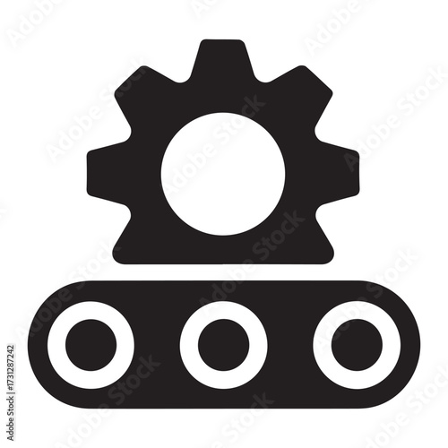 Symbol of system integration and automation featuring mechanical gear connected to technological network structure