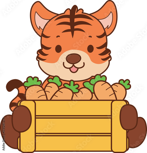 Illustrations of cute tiger character vector clip art for kids.