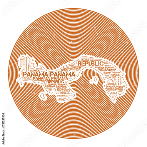 Panama Vector Image. Country round logo design. Panama poster in circular arcs and wordcloud style. Astonishing vector illustration.