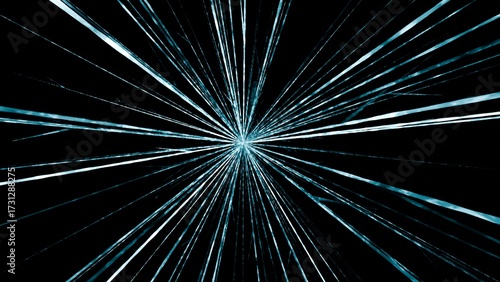 水色の鋭いビームのイラスト。真っ直ぐな光の集中線素材