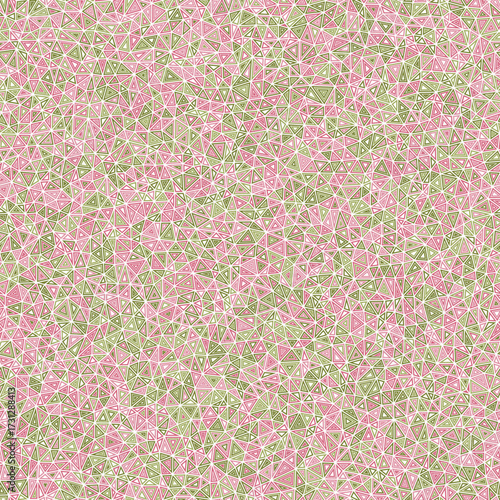 Geometric background. Tiny triangles size. Multiple repeated inner triangles. Multicolored style. Repeatable pattern. Awesome vector tiles. Seamless vector illustration.