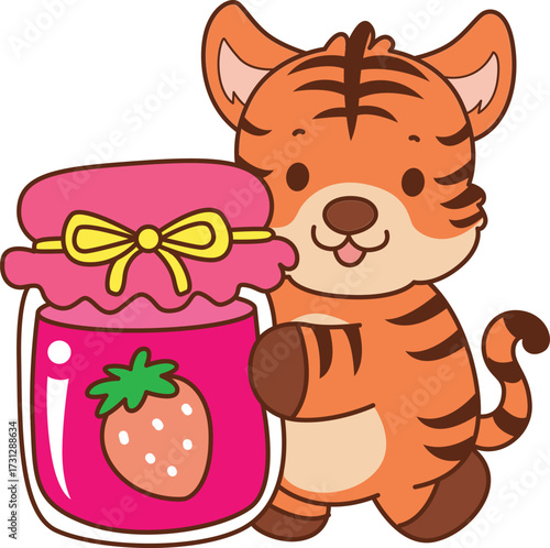 Illustrations of cute tiger character vector clip art for kids.