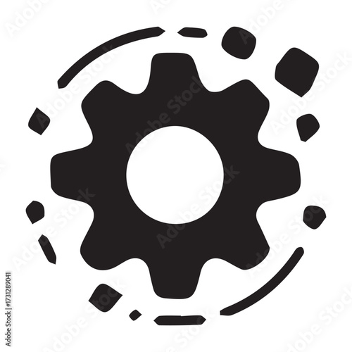 Simplified cogwheel image for app interface, software settings, and mechanical design