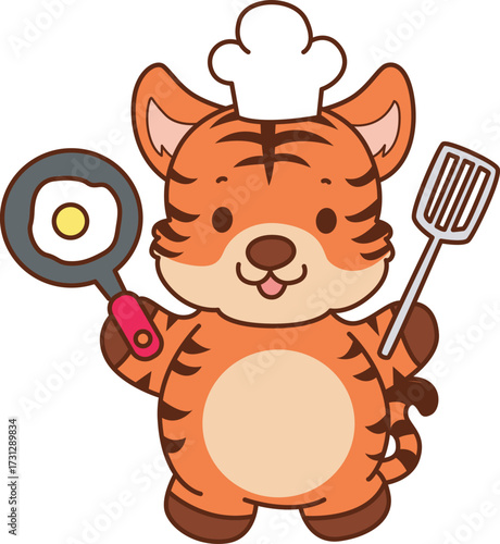 Illustrations of cute tiger character vector clip art for kids.