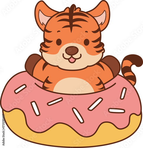 Illustrations of cute tiger character vector clip art for kids.