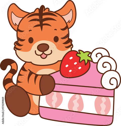 Illustrations of cute tiger character vector clip art for kids.