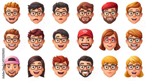 set of funny faces