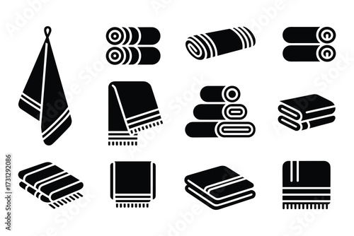 Towel Set Vector Bathroom Hygiene Textile Fabric Icons Illustration