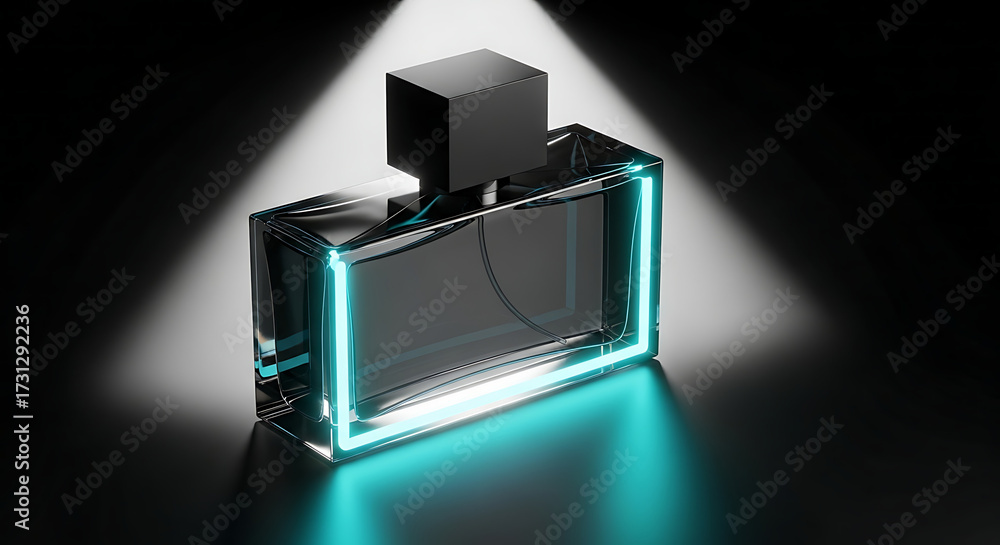 Obraz premium Rectangular Perfume Bottle Dark Mode Mockup