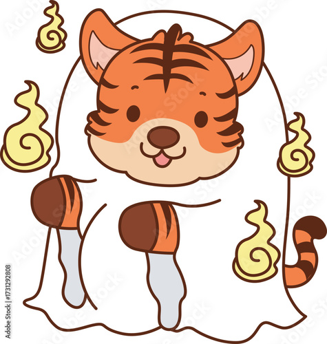 Illustrations of cute tiger character vector clip art for kids.