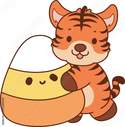 Illustrations of cute tiger character vector clip art for kids.