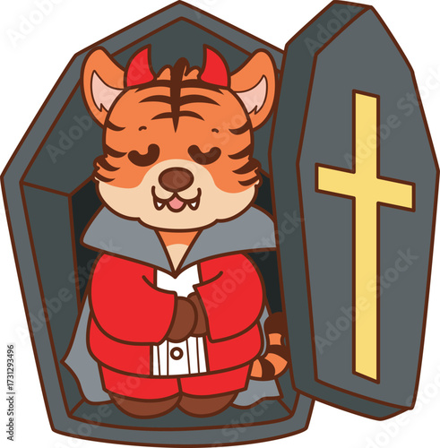 Illustrations of cute tiger character vector clip art for kids.