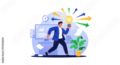 Creative Idea Generation and Innovation Person Holding a Bright Lightbulb Symbolizing a New Concept or Solution
