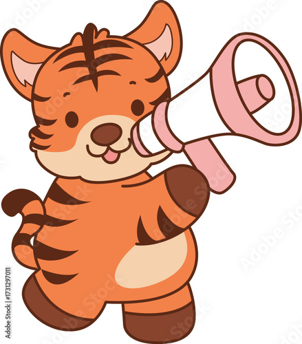 Illustrations of cute tiger character vector clip art for kids.