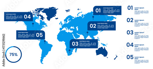 Detailed Infographic World Map with Data Visualization