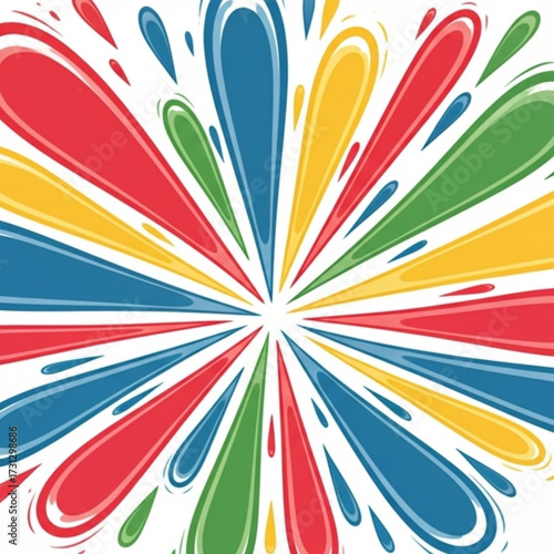 Colorful abstract splash of vibrant paint exploding from the center, creating a dynamic and energetic burst of primary colors