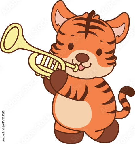 Illustrations of cute tiger character vector clip art for kids.