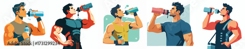 Sport Fitness Man Hydration Vector Illustration