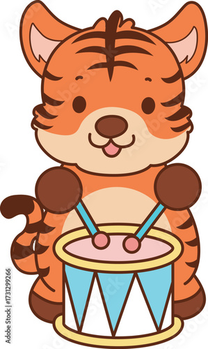 Illustrations of cute tiger character vector clip art for kids.