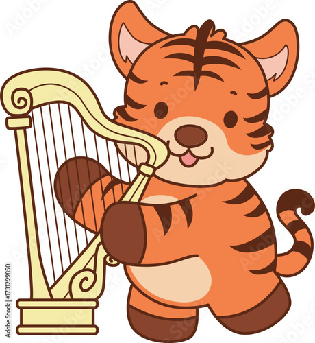 Illustrations of cute tiger character vector clip art for kids.