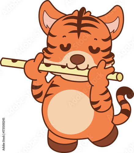 Illustrations of cute tiger character vector clip art for kids.