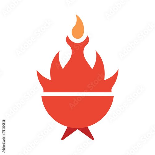 Stylized barbecue grill with flames icon