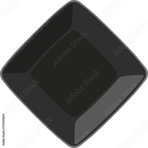 Empty Black Square Plate in Diamond Shape