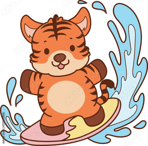 Illustrations of cute tiger character vector clip art for kids.